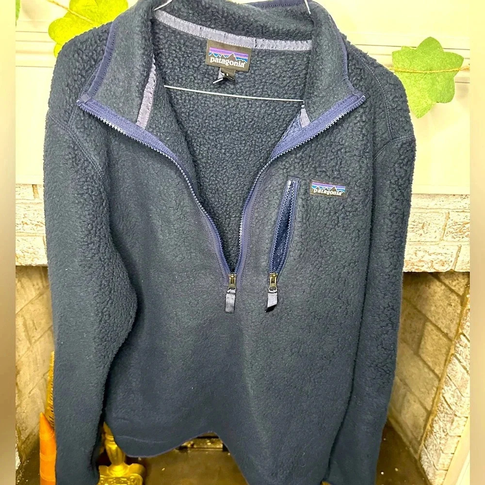 Patagonia Navy Retro Pile Pullover 1/4 quarter zip Mens Unisex Small hiking